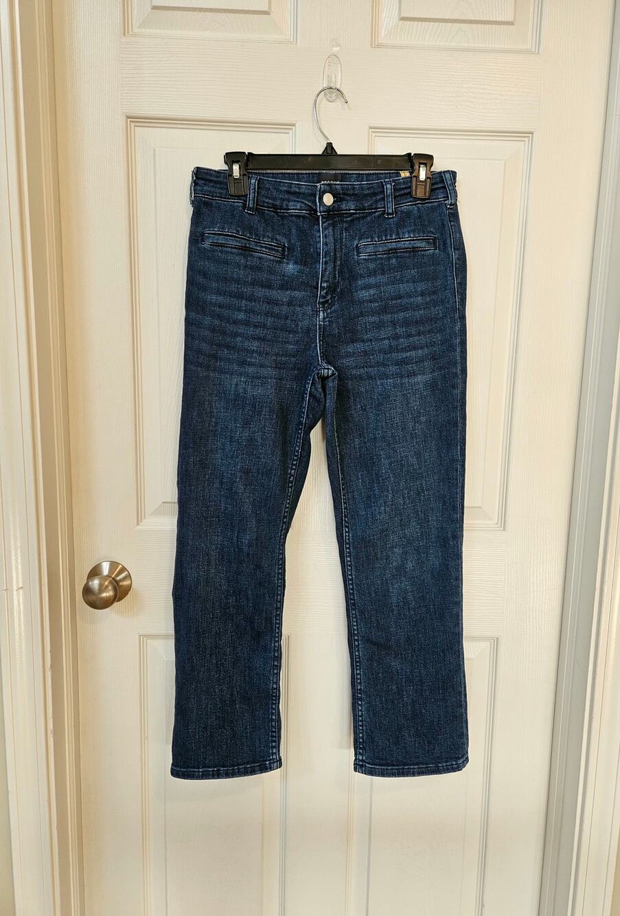 Maeve Anthropologie Essential Mid Rise Kick Flare Crop Jeans 29 Dark Wash